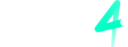 Logo with 'FEAT4' text on a dark blue background